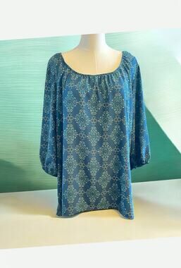 Promises Women Plus Size 2x Teal Tunic Top Blouse Shirt